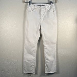 Good American white crop fray hem jeans size 2/26